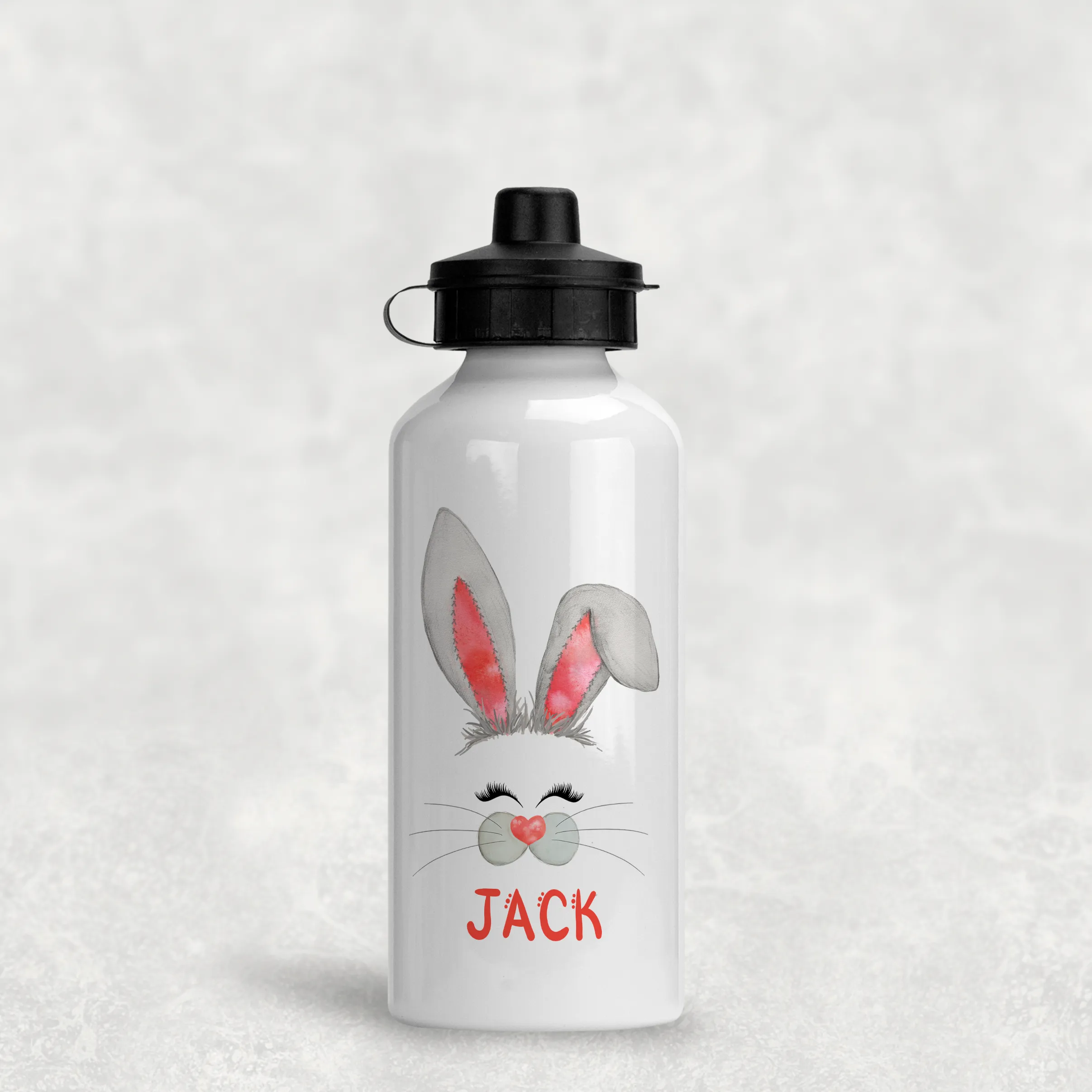 Bunny Rabbit Face Personalised Aluminium Water Bottle 400/600ml