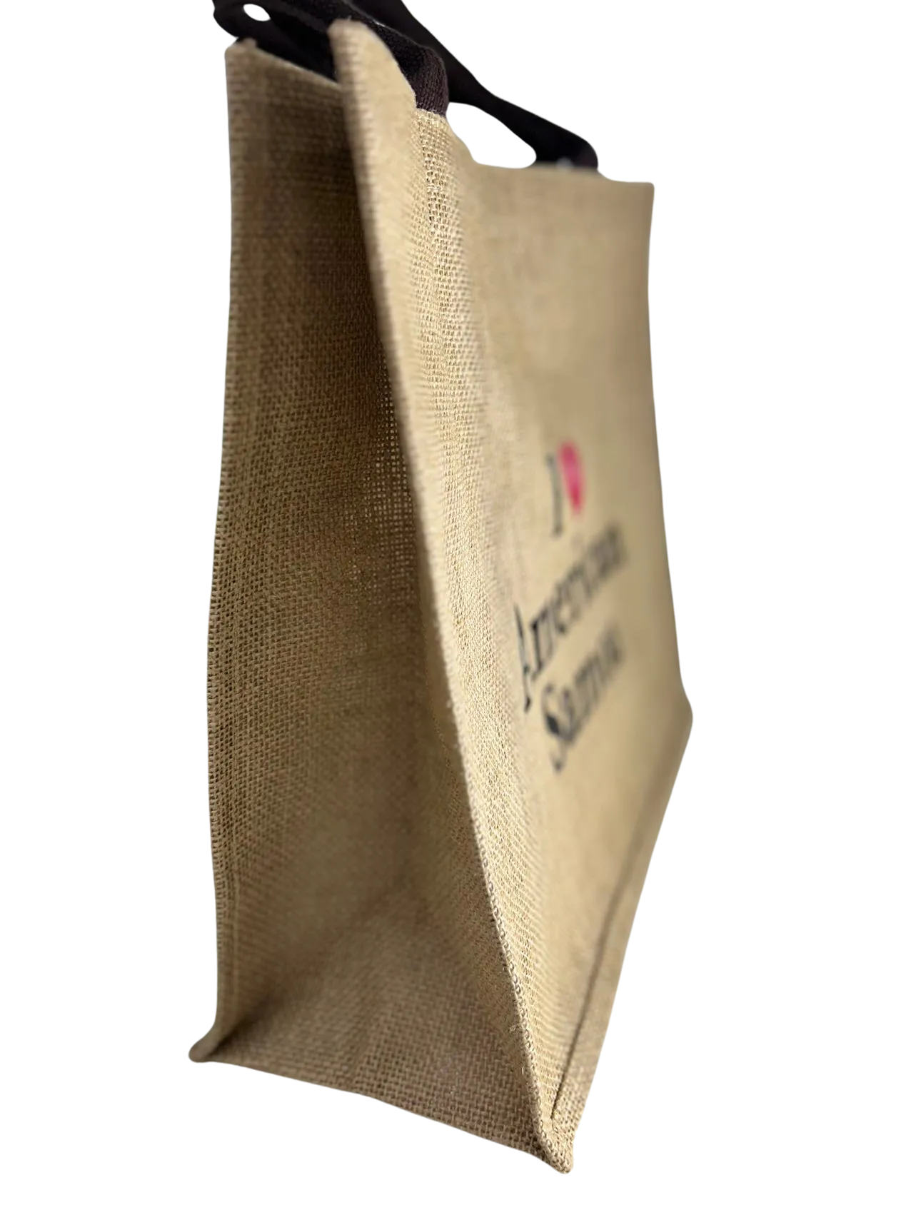 Burlap Tote Bag with "I Love American Samoa"