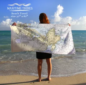 Cape Ann MA - Vintage Nautical Chart Quick Dry Towel