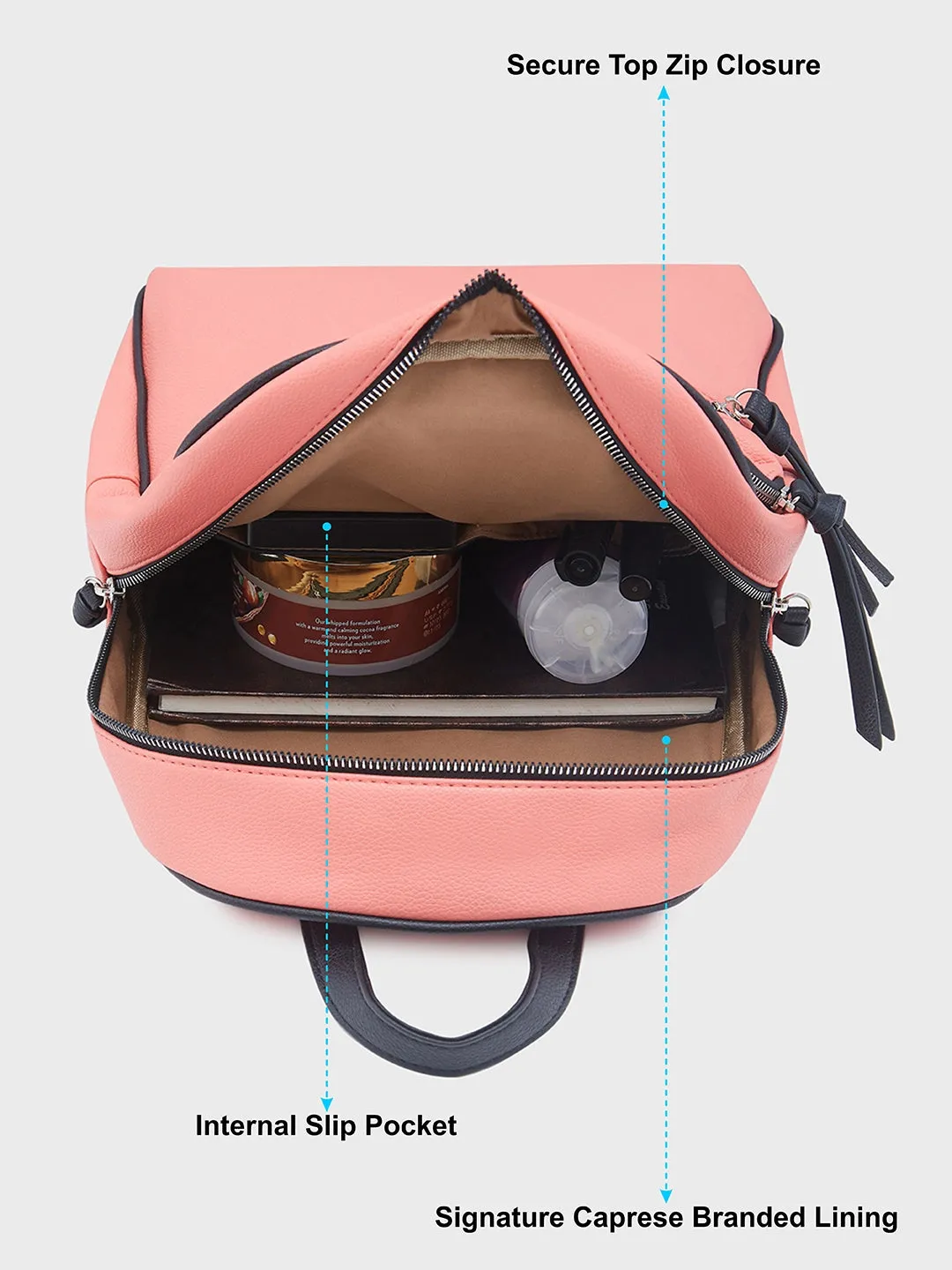Caprese Mia Fashion Backpack Medium Coral