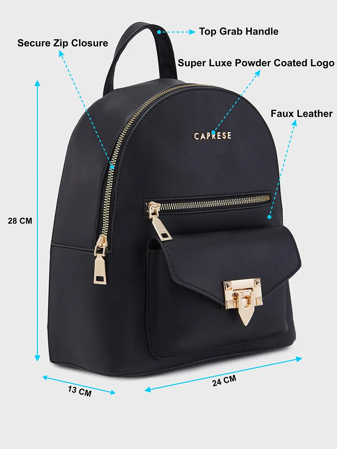 Caprese Rabina Fashion Backpack Medium Black