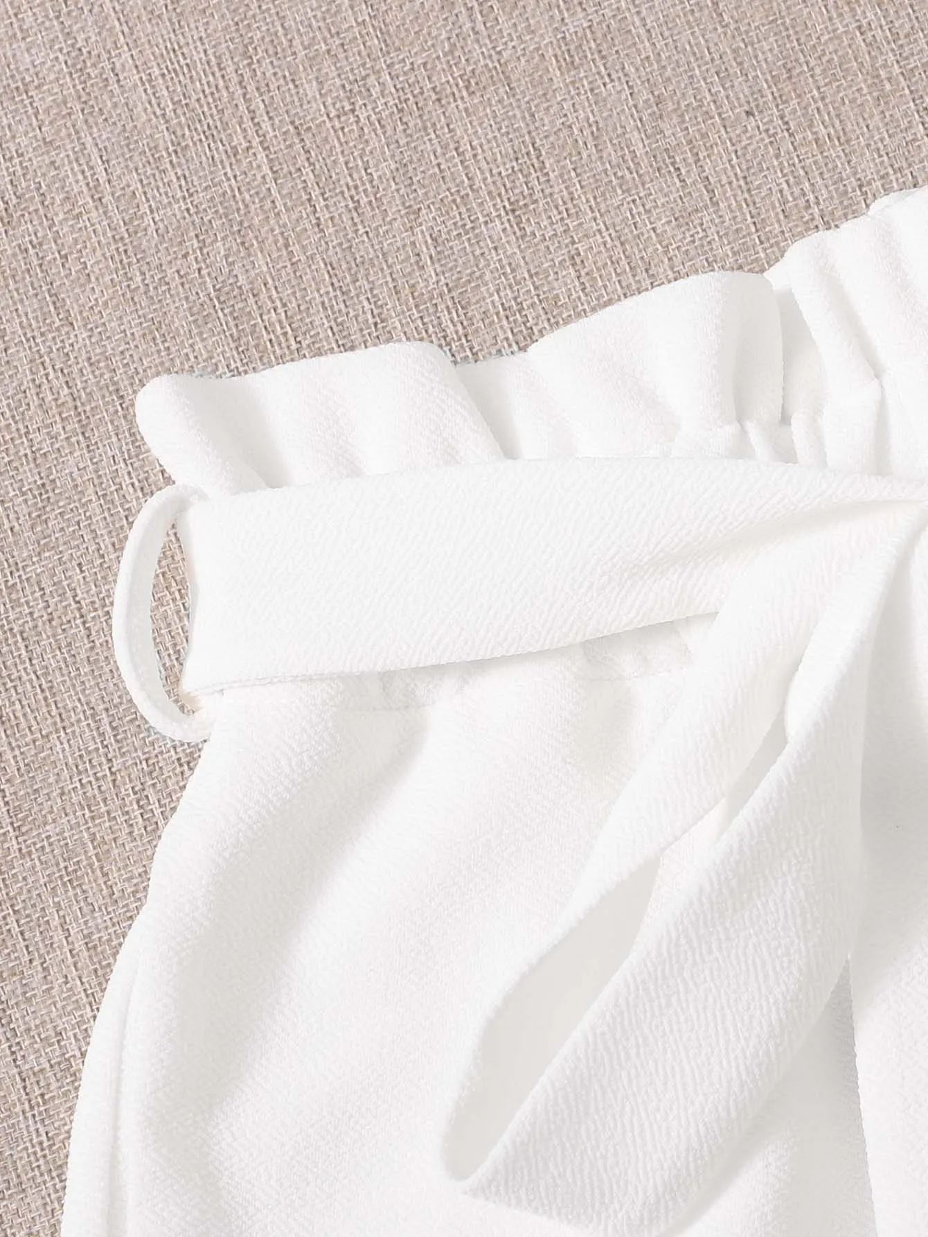 Casual Plain Paper Bag Waist High Waist Women Shorts