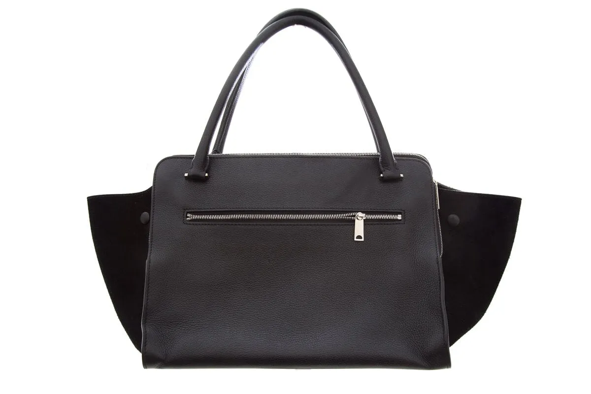 Celine Black Trapeze Double Zip Handbag