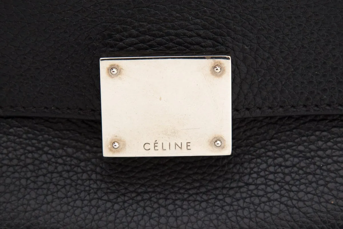 Celine Black Trapeze Double Zip Handbag