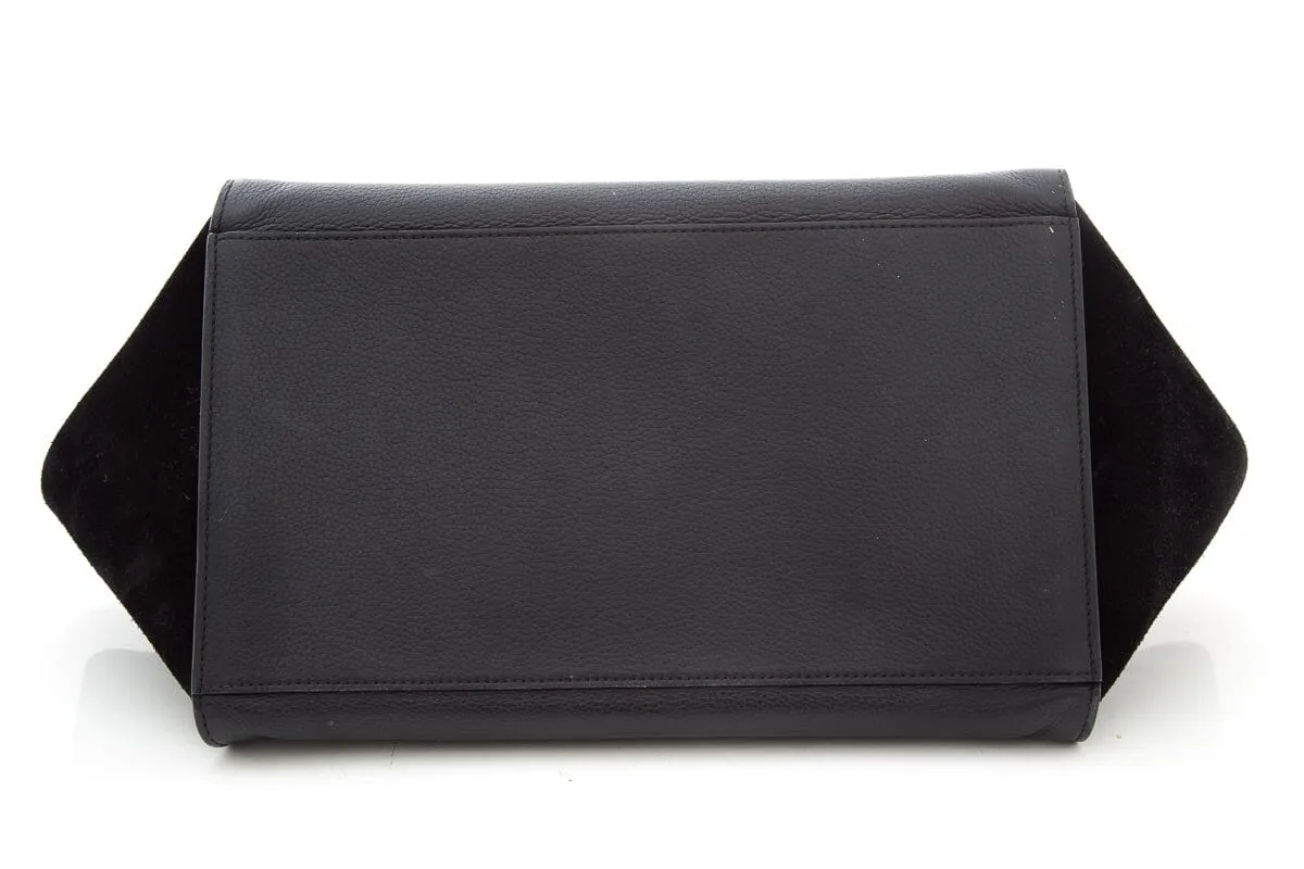Celine Black Trapeze Double Zip Handbag