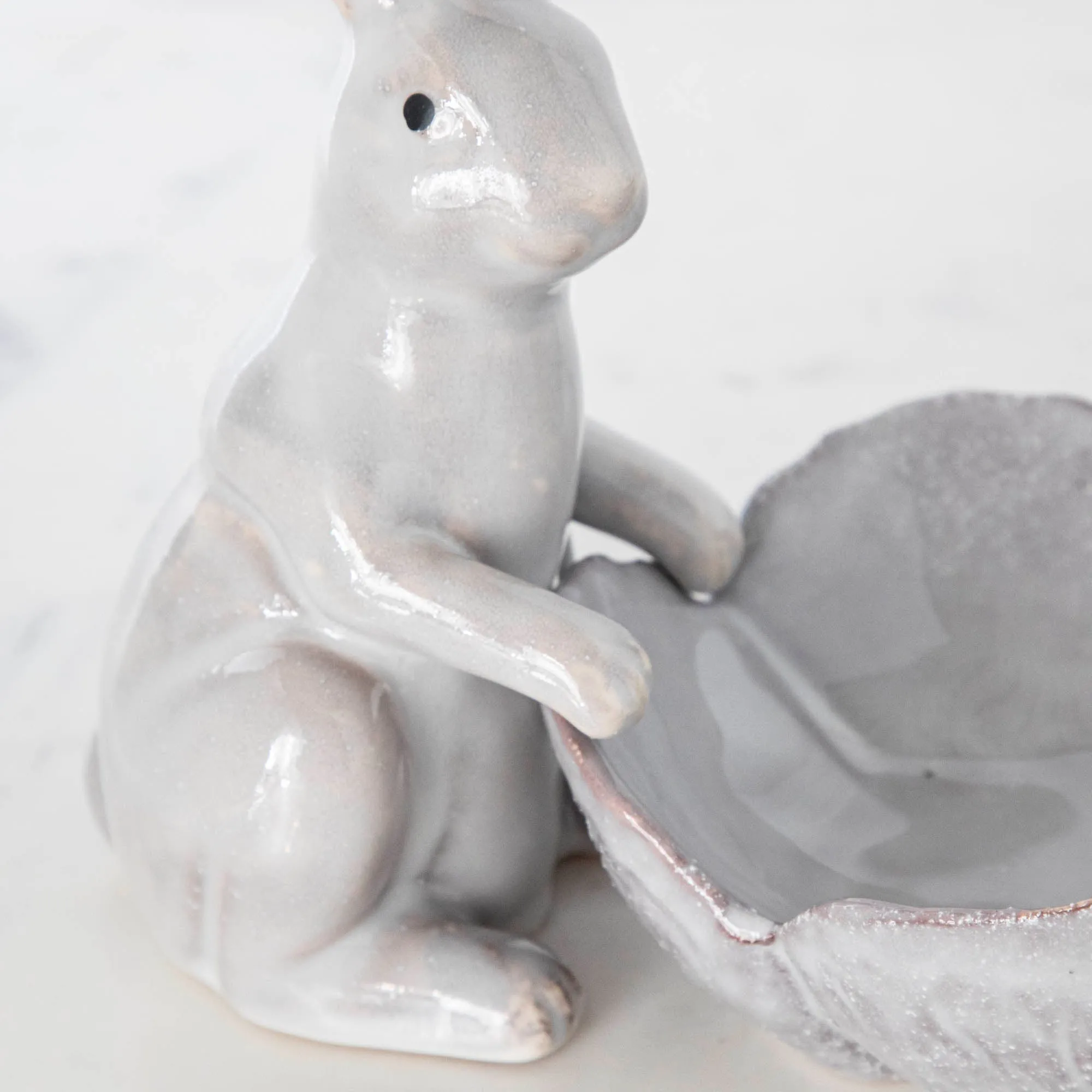 Ceramic Rabbit with Flower Shaped Bowl