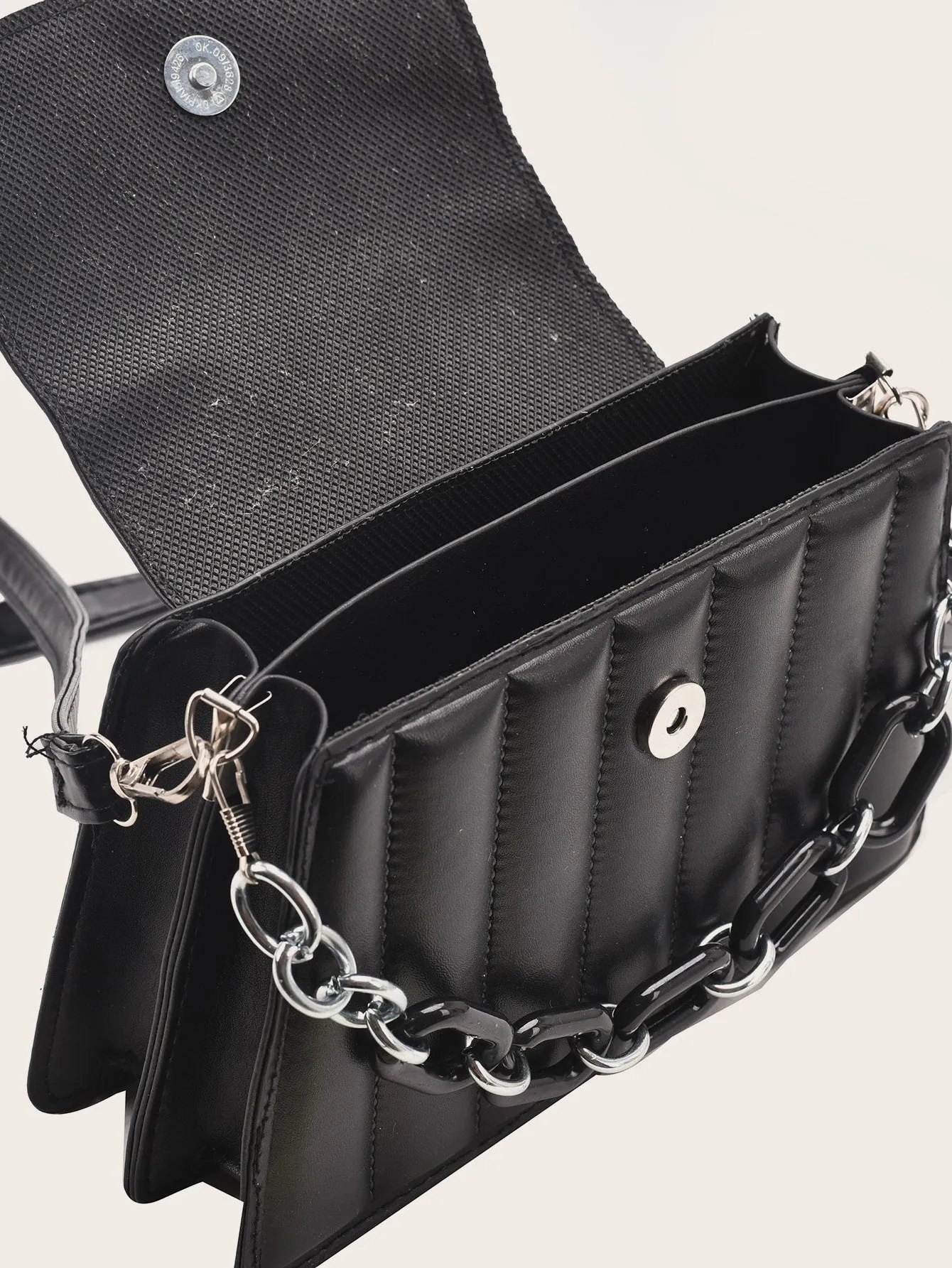 Chain Decor Quilted Satchel Bag
