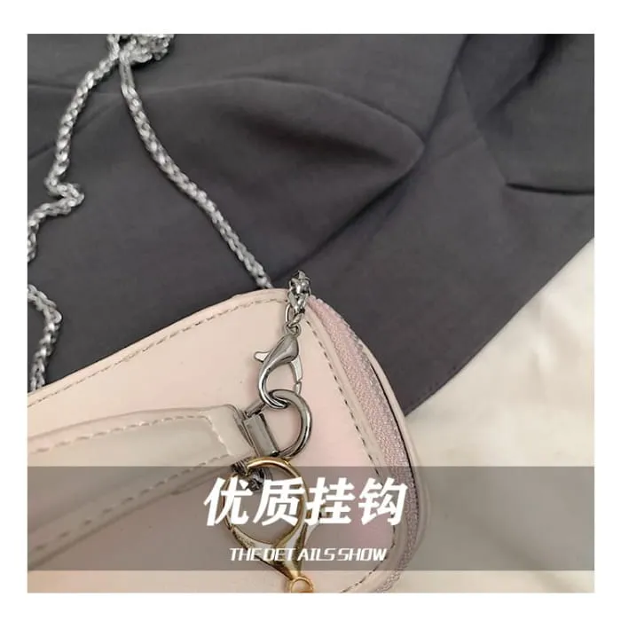 Chain Strap Butterfly Accent Faux Leather Crossbody Bag / Bag Charm / Set