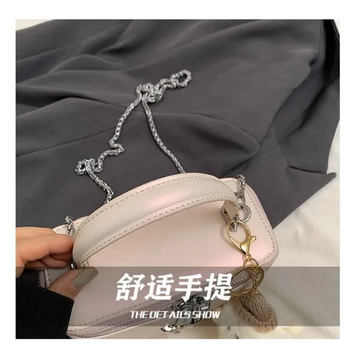 Chain Strap Butterfly Accent Faux Leather Crossbody Bag / Bag Charm / Set