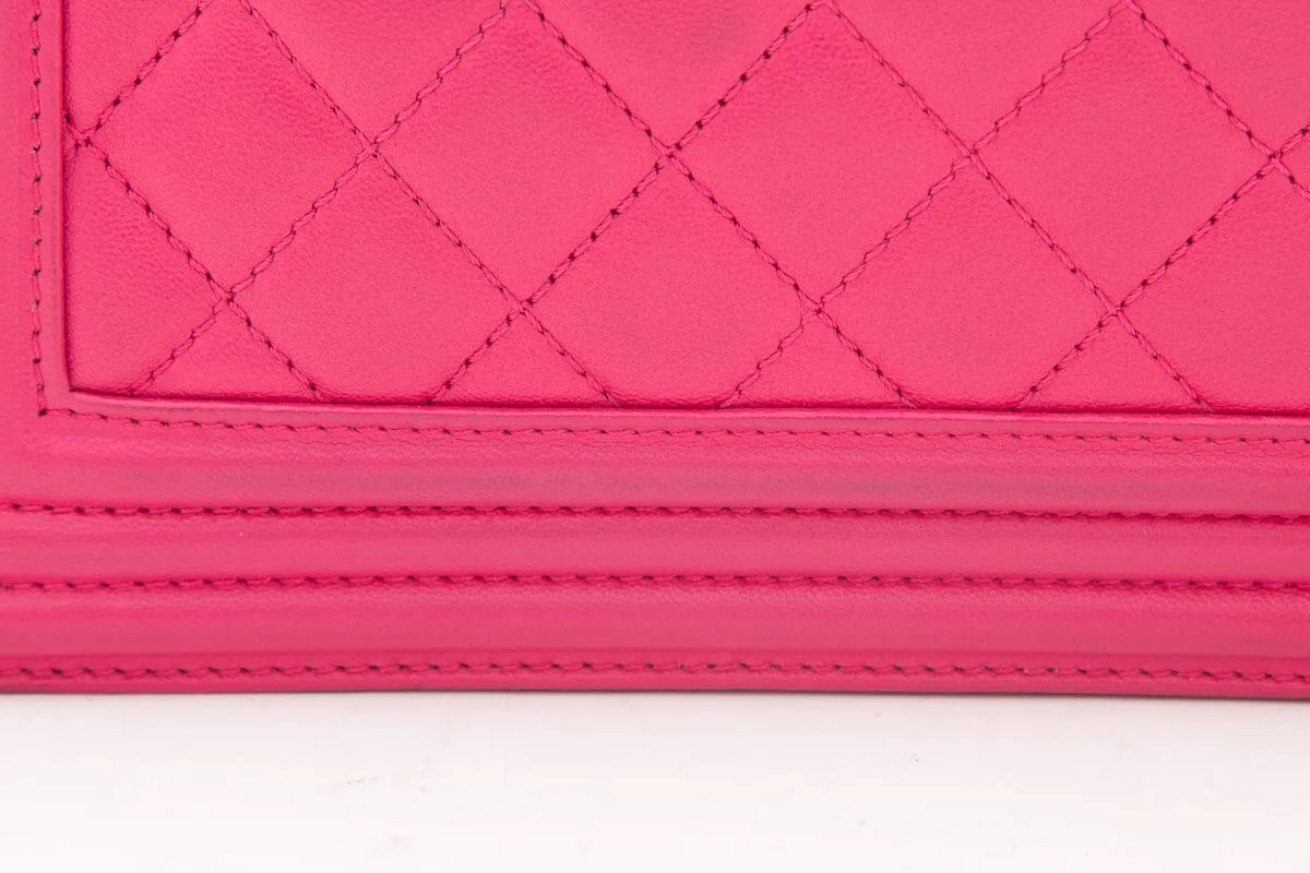 Chanel 2014 Hot Pink New Med Boy Bag Handbag