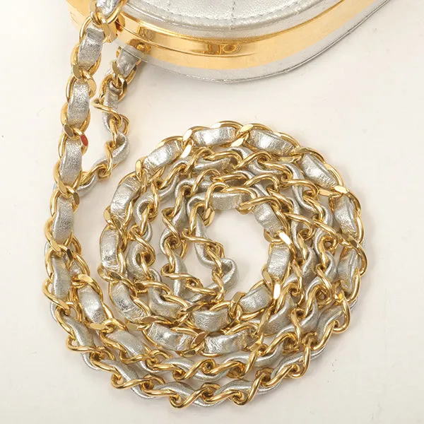 Chanel Around1990 Made Cc Mark Metal Clasp Chain Bag Silver