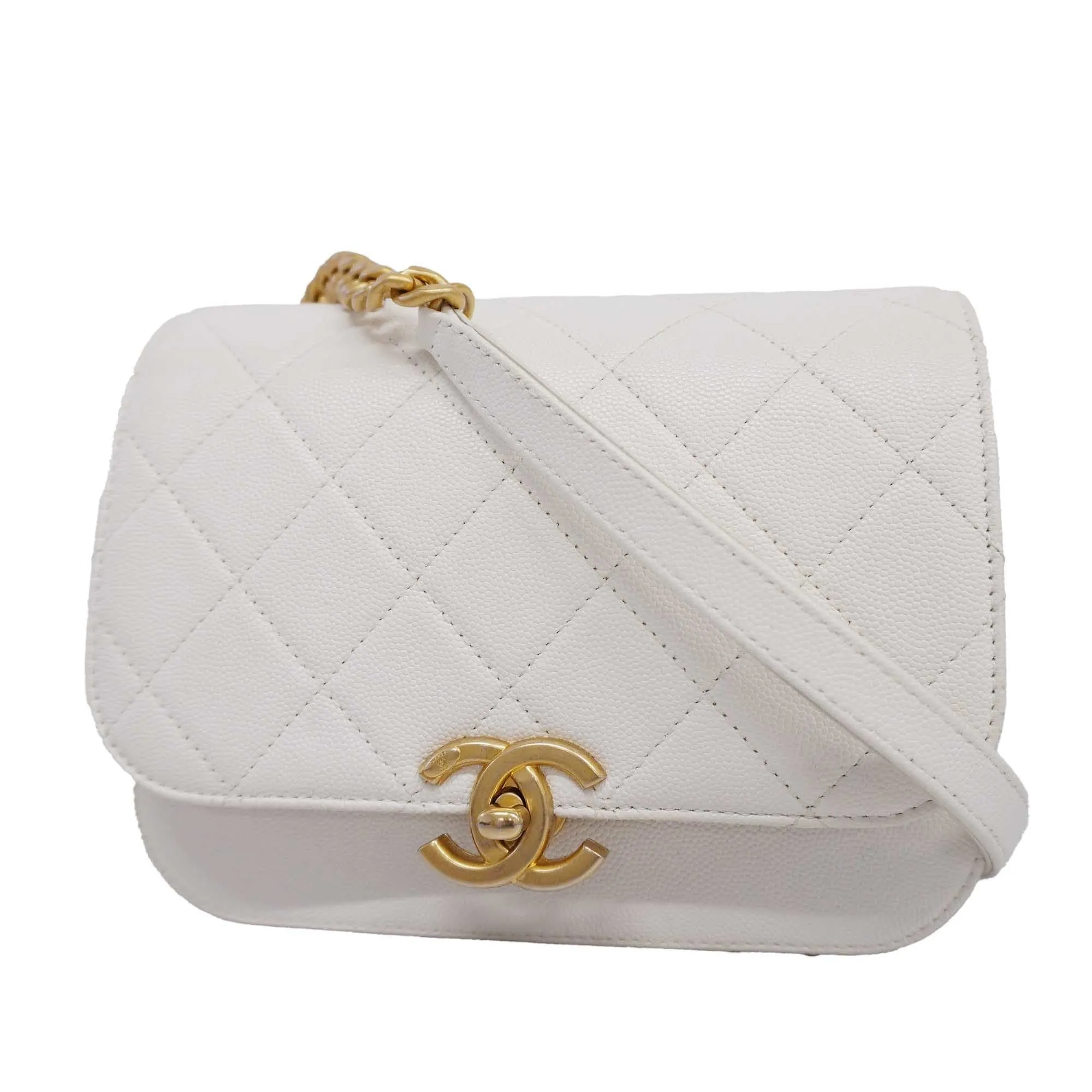CHANEL   Matelasse Chain Shoulder Women's Leather Shoulder Bag White