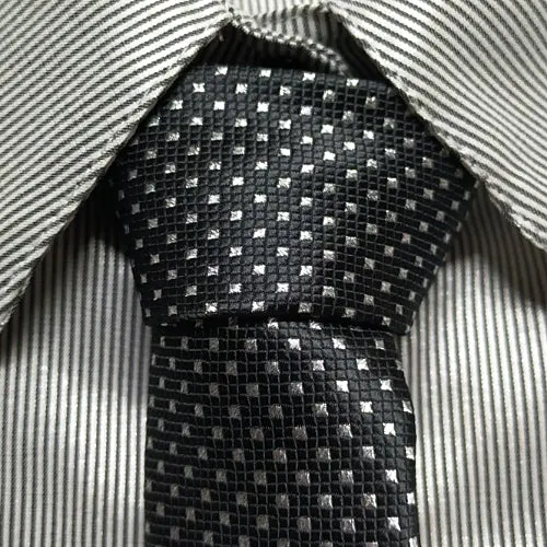 Classy Men Skinny Black Square Dot Tie