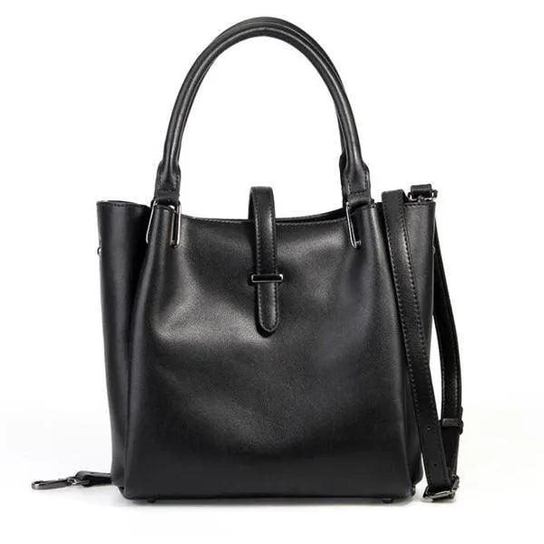 Collic Black Leather Tote Women's Handbag