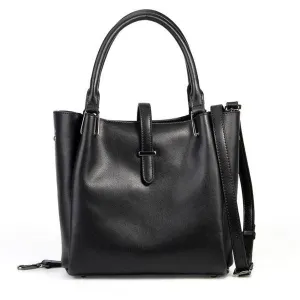 Collic Black Leather Tote Women's Handbag