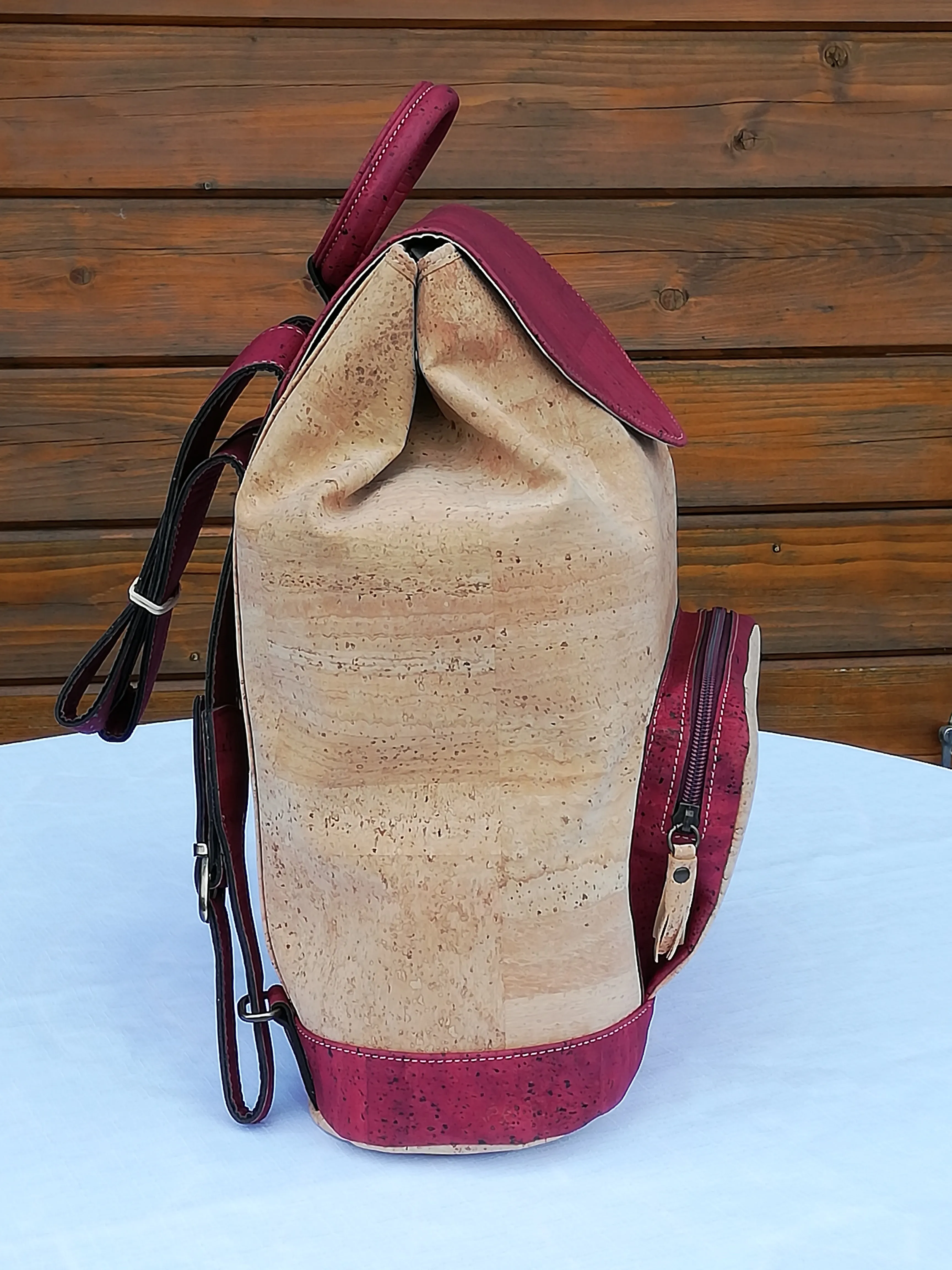 Cork Backpack Burgundy and Natural