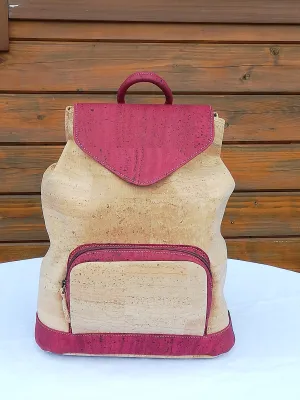 Cork Backpack Burgundy and Natural