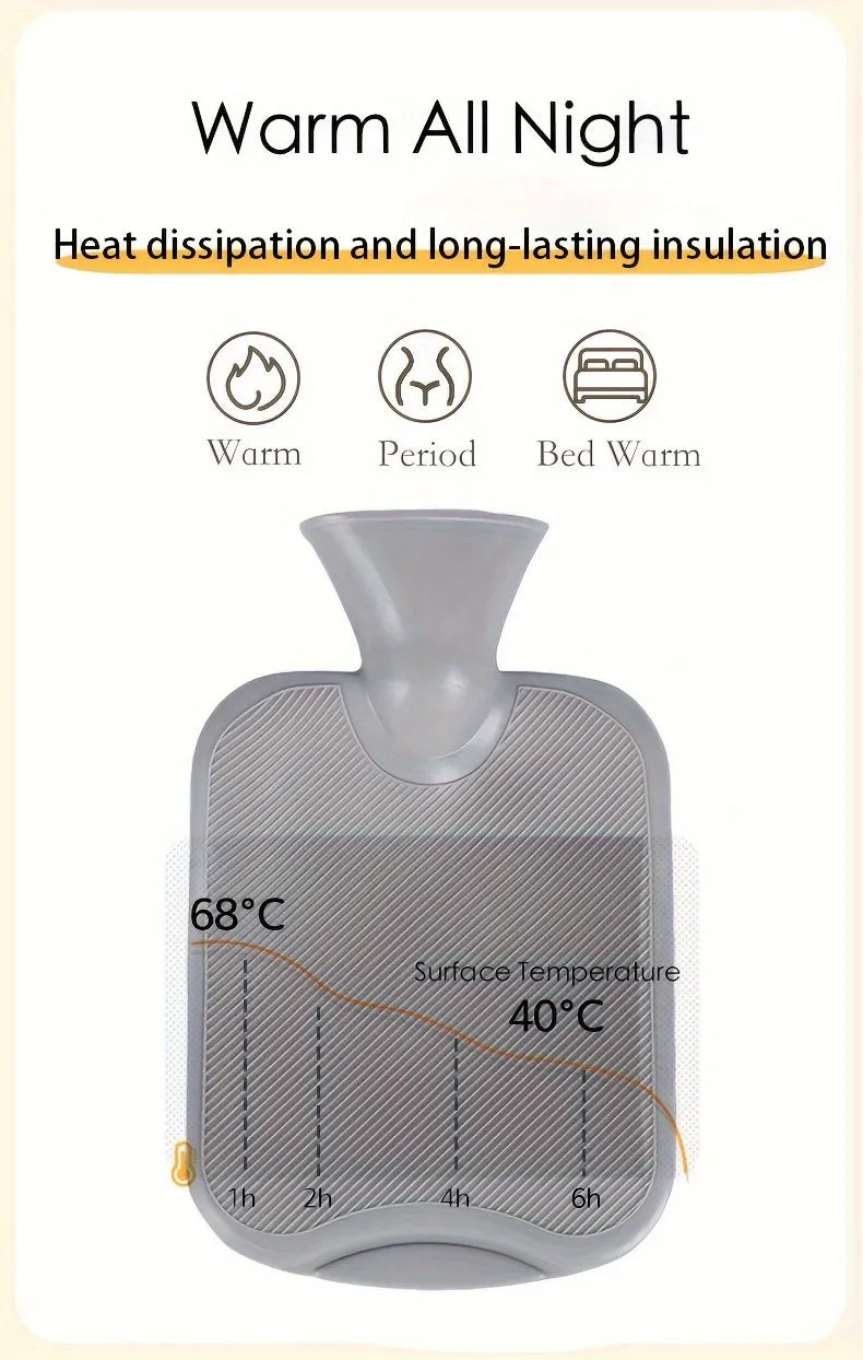 Cozy & Durable PVC Hot Water Bottle - Explosion-Proof, Non-Slip Design With Cute Stripe Pattern | Perfect For Hands & Feet Relief, Ideal For Menstrual Pain