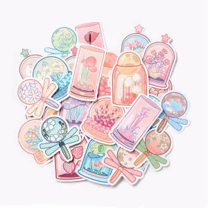 Craspire Waterproof Self Adhesive Paper Stickers, for Suitcase, Skateboard, Refrigerator, Helmet, Mobile Phone Shell, Flower Pattern, 55~66x33~51x0.2mm, about 50pcs/bag, 5bags/set