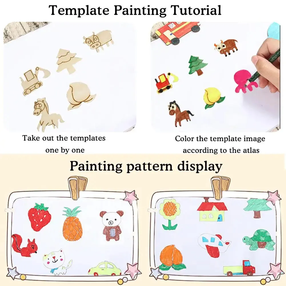Creative Montessori Wooden Stencil Set - 20pcs Drawing Toys for Kids