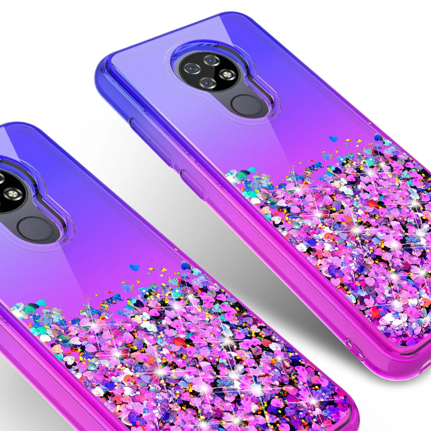 Cricket Ovation/AT&T Radiant Max Case Liquid Glitter Phone Case Waterfall Floating Quicksand Bling Sparkle Cute Protective Girls Women Cover for Cricket Ovation/AT&T Radiant Max w/ Tempered Glass - (Blue/Purple Gradient)