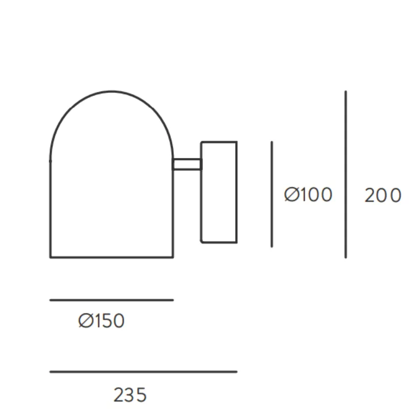 Curved Matte Black Wall Light
