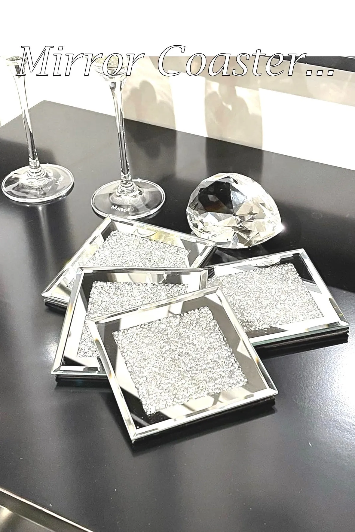 D0026 Mirror Glitter Coasters ( set of 4 )
