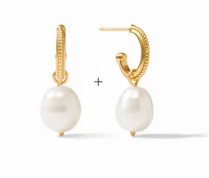 Delphine Pearl Hoop & Charm Earring Pearl