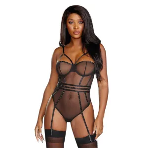 DG Mesh Teddy w/Removable Garters BLK S