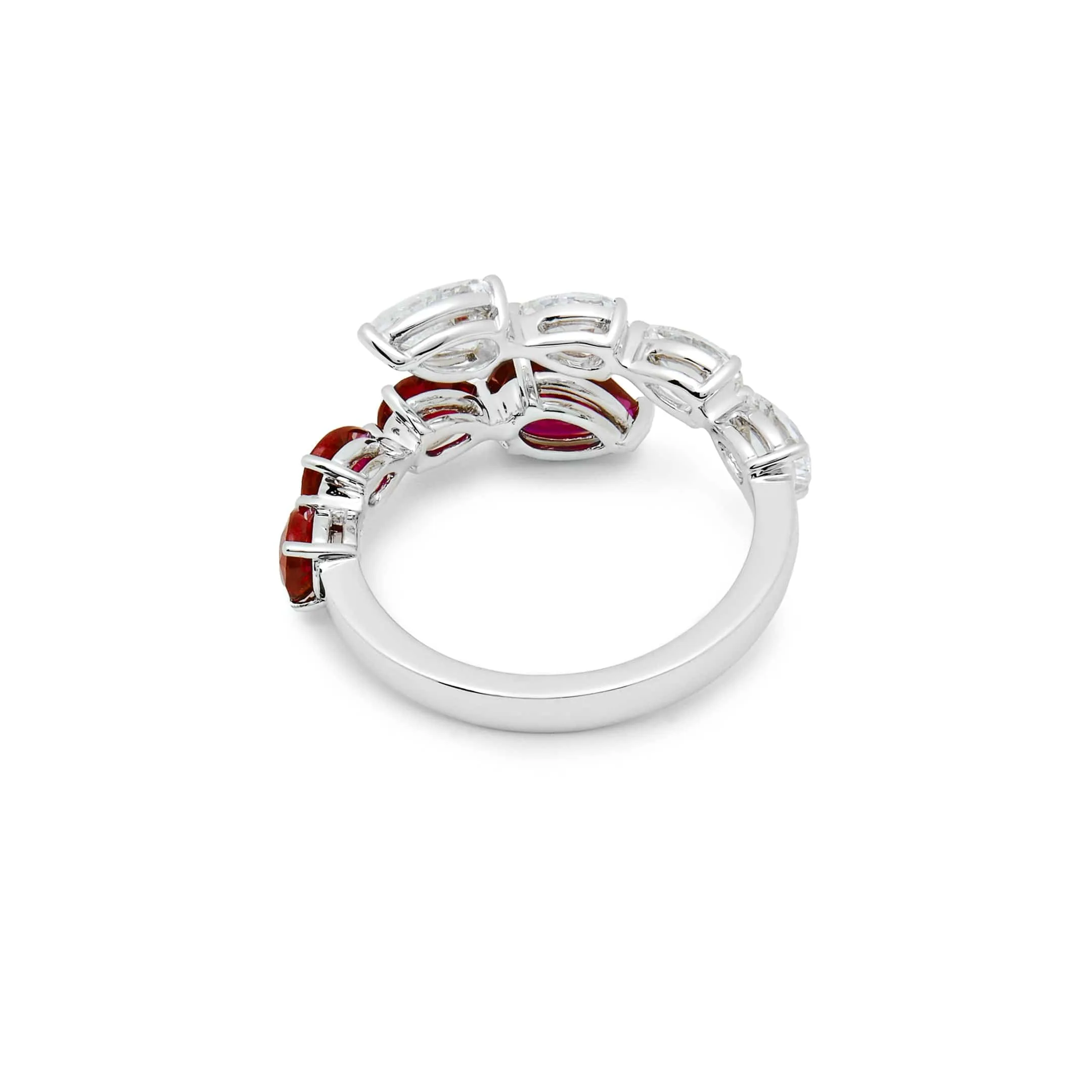 Diamond and Ruby Bypass Ring