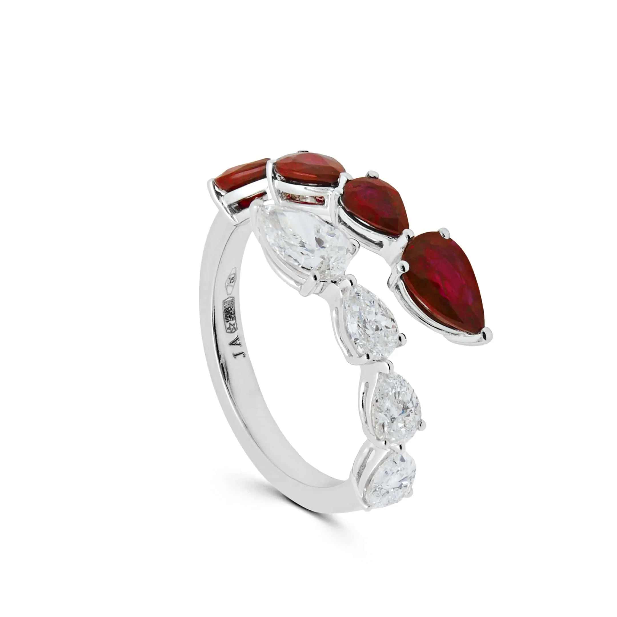 Diamond and Ruby Bypass Ring