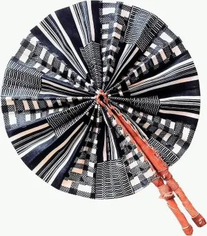 Dupsie's Koumadi Foldable Black and White African Print Ankara Kente Fan DPPFB0795