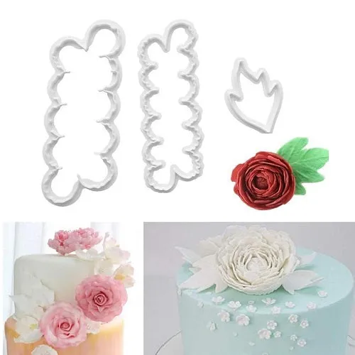 Easy Rose Flower Fondant Cutter 3Pcs Set