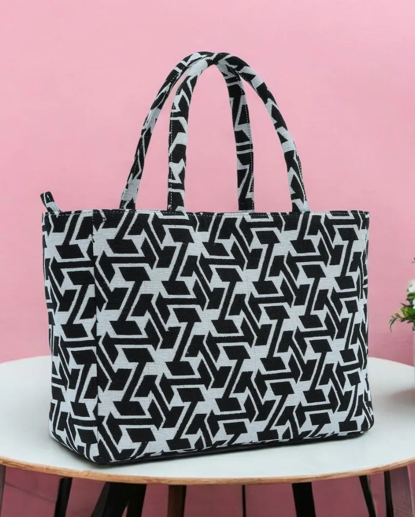 Elegant Jacquard Weave Cotton Handbag | 14 x 5 x 11 inches