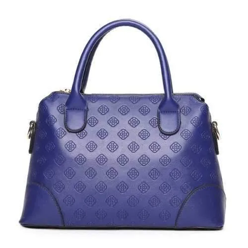 Embossed Cross Body Handbag - Blue