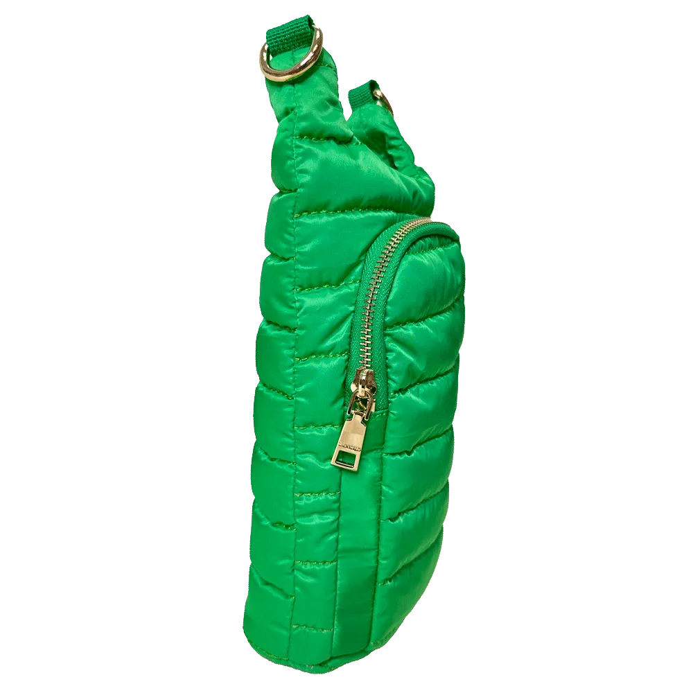 Emma Quilted Puffy Water Bottle Holder w/2" Solid Strap