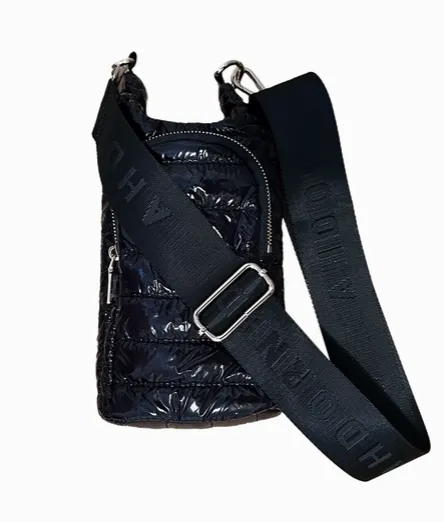 Emma Quilted Puffy Water Bottle Holder w/2" Solid Strap