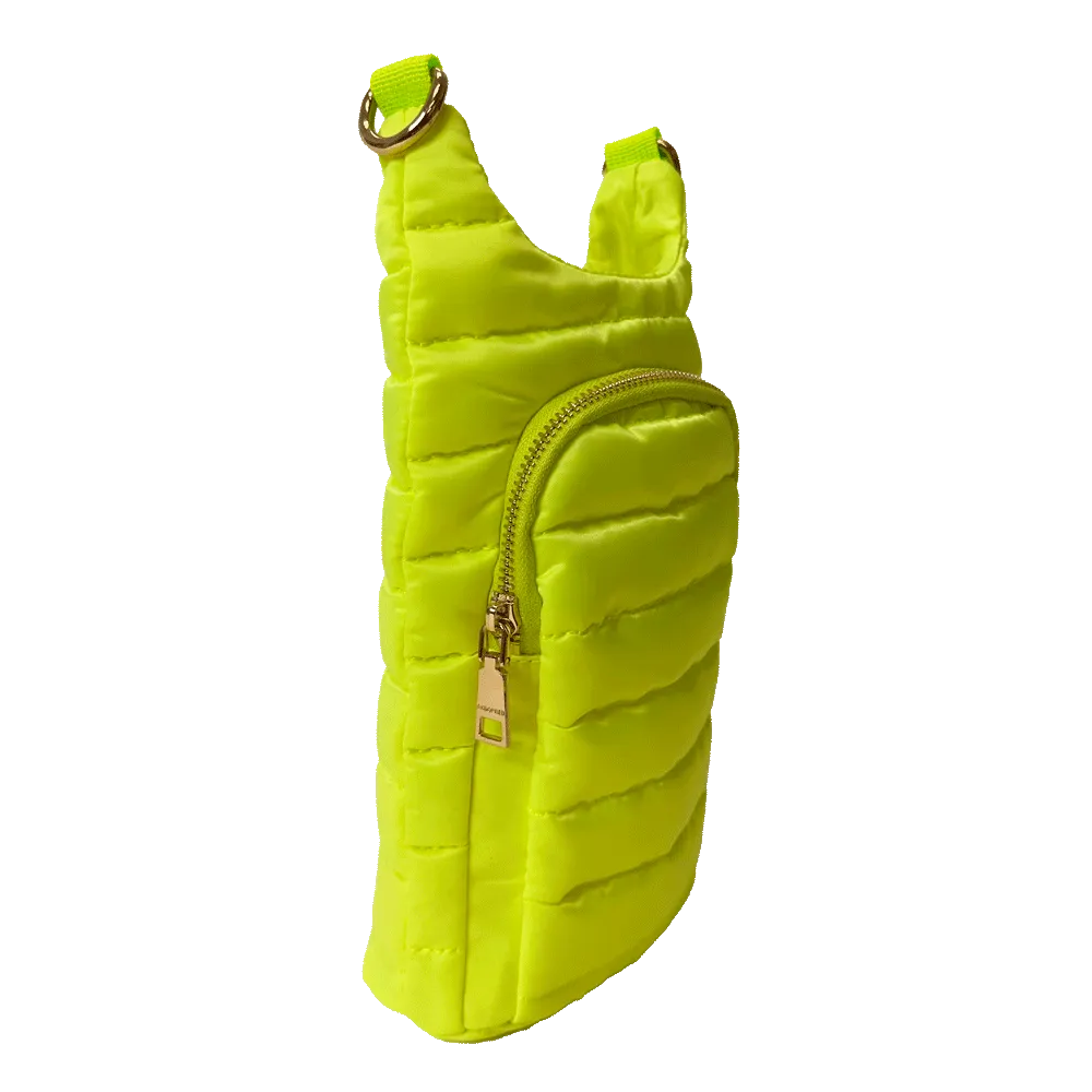 Emma Quilted Puffy Water Bottle Holder w/2" Solid Strap