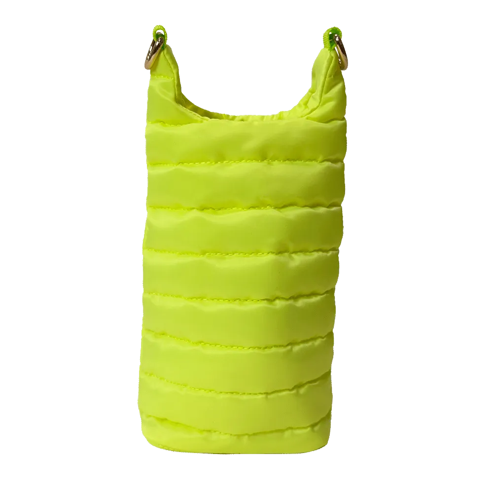Emma Quilted Puffy Water Bottle Holder w/2" Solid Strap