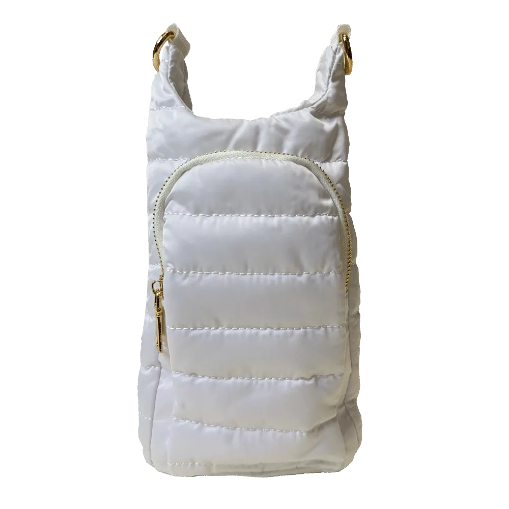 Emma Quilted Puffy Water Bottle Holder w/2" Solid Strap