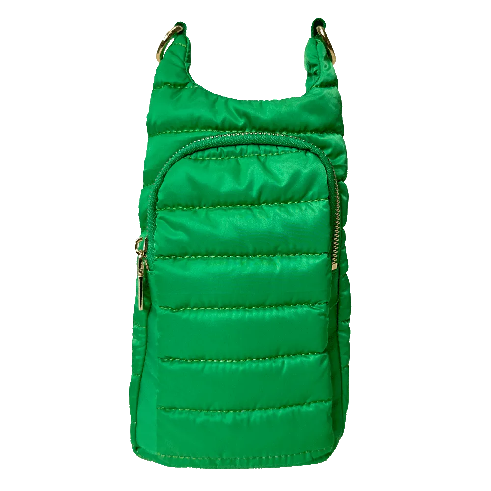 Emma Quilted Puffy Water Bottle Holder w/2" Solid Strap