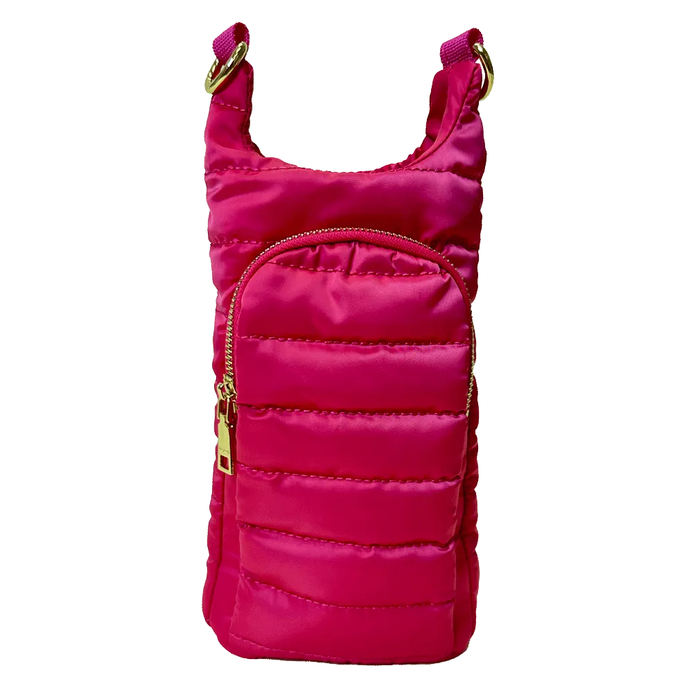 Emma Quilted Puffy Water Bottle Holder w/2" Solid Strap