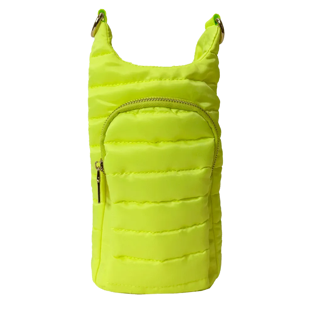 Emma Quilted Puffy Water Bottle Holder w/2" Solid Strap