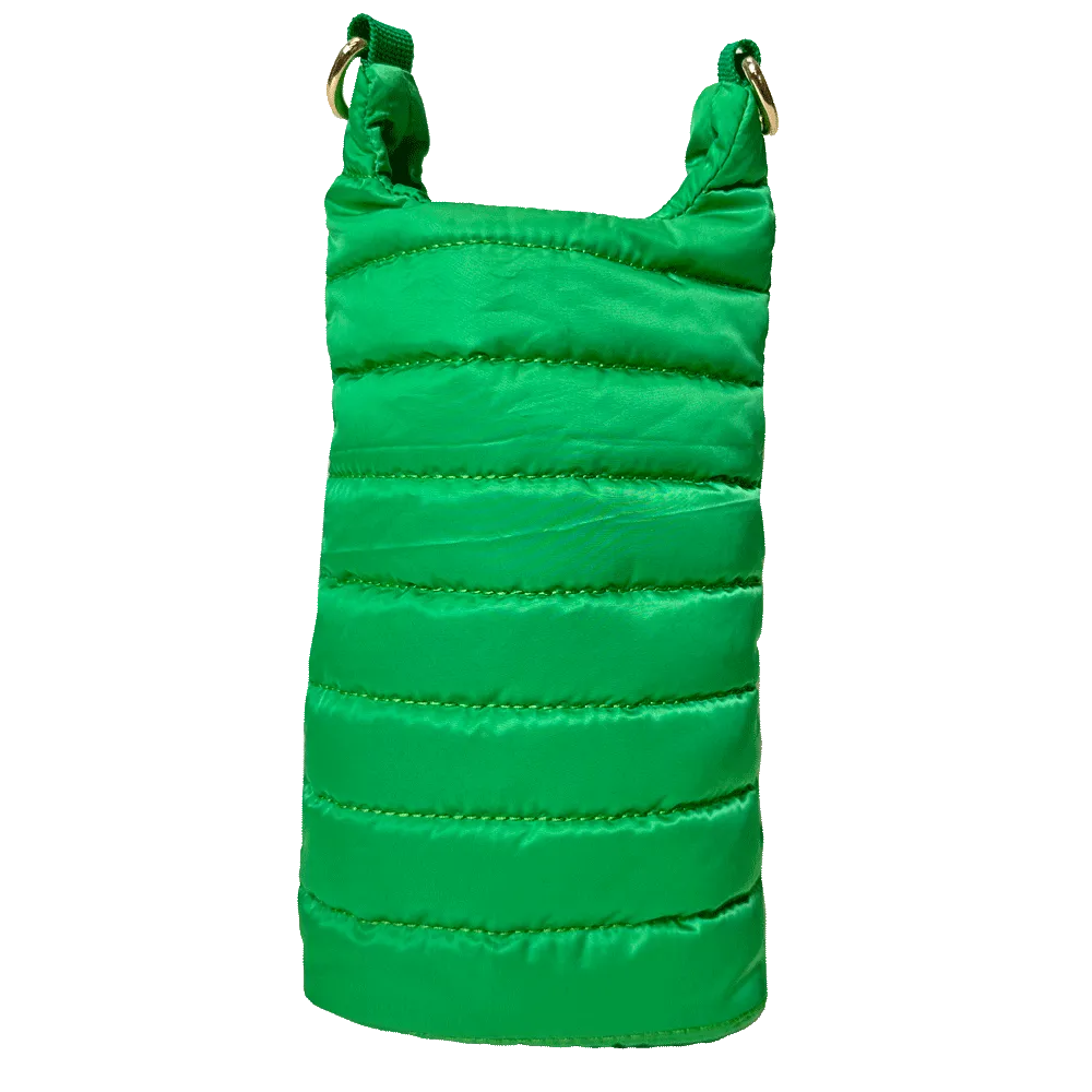 Emma Quilted Puffy Water Bottle Holder w/2" Solid Strap