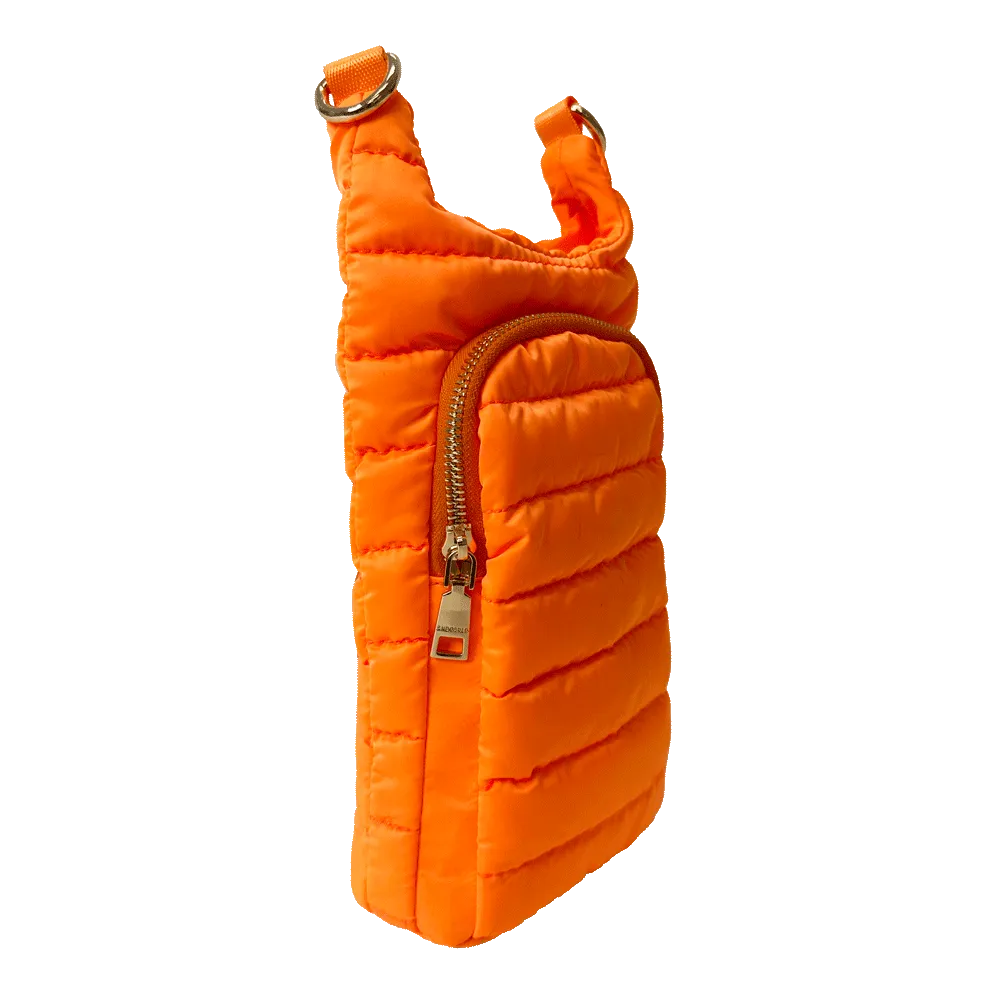 Emma Quilted Puffy Water Bottle Holder w/2" Solid Strap