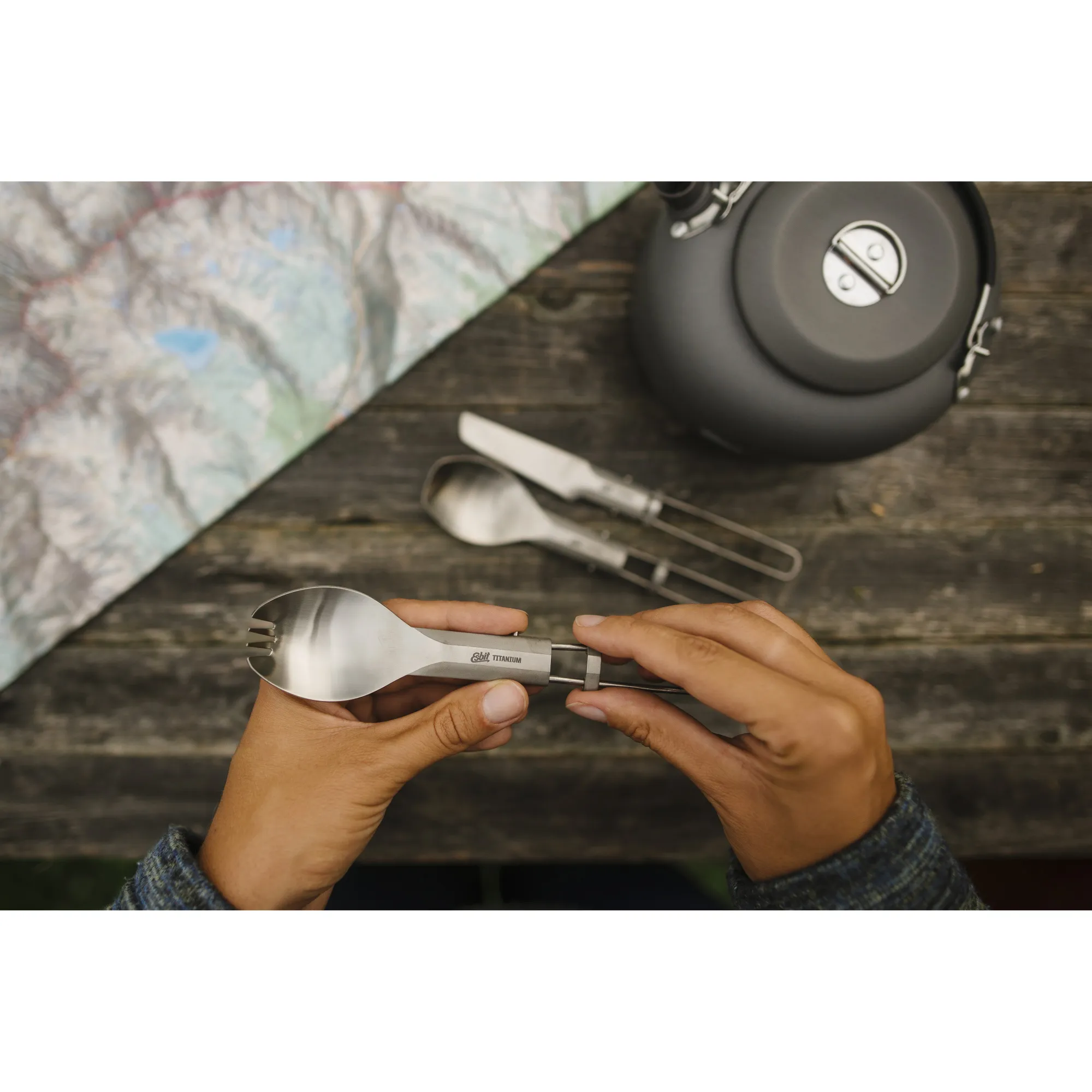 Esbit Foldable Titanium Cutlery Spork Metal | Buy Esbit Foldable Titanium Cutlery Spork Metal here | Outnorth