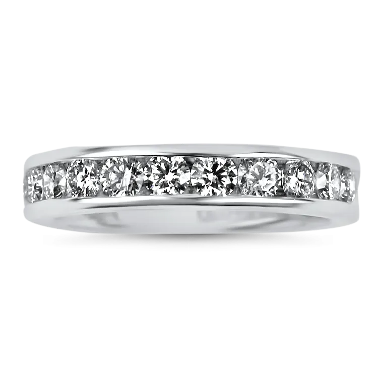 Estate 14K White Gold Channel Set Diamond Band