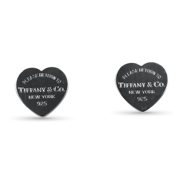 Estate Sterling Silver Tiffany & Co. Heart Tag Stud Earrings