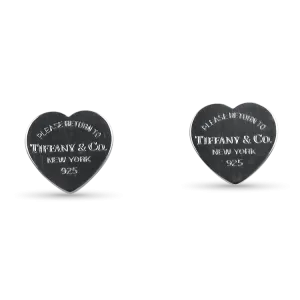 Estate Sterling Silver Tiffany & Co. Heart Tag Stud Earrings