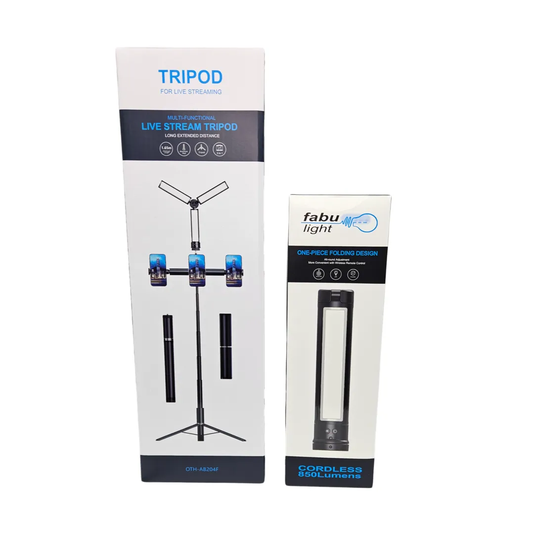 Expandable Tripod with Foldable LED Light